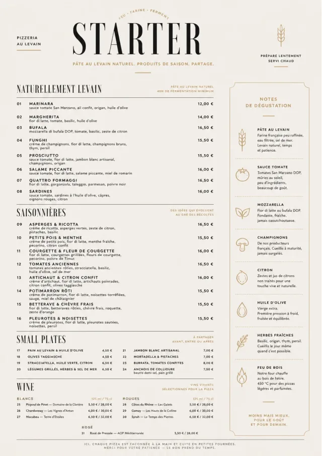 Sourdough Minimal pizza-menu menu template preview
