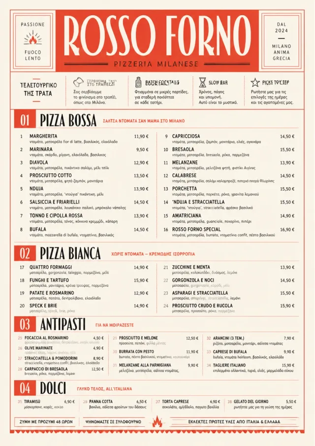 Milanese Modern pizza-menu menu template preview