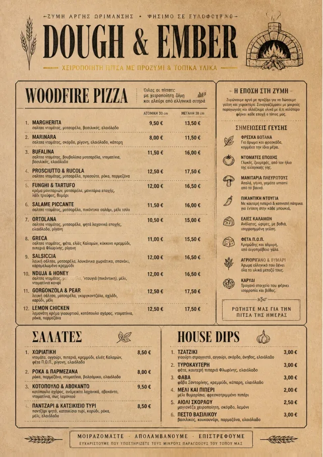 Craft Artisan pizza-menu menu template preview