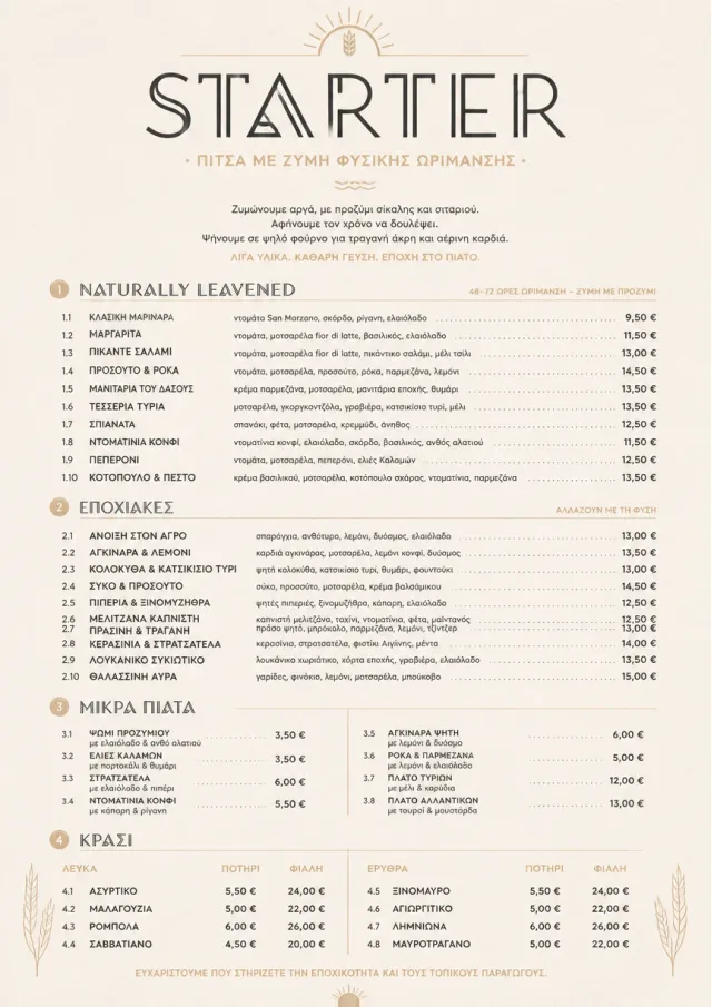 Sourdough Minimal pizza-menu menu template preview
