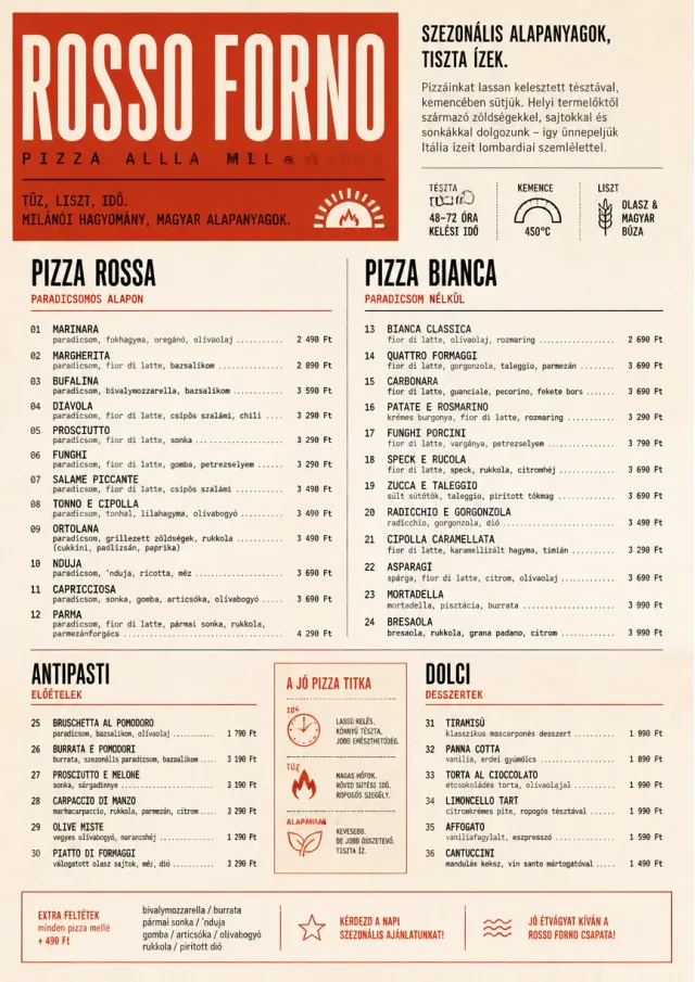 Milanese Modern pizza-menu menu template preview