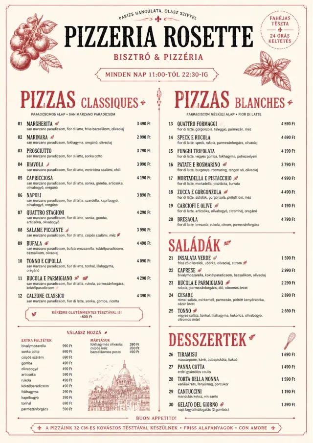 Parisian Bistro pizza-menu menu template preview