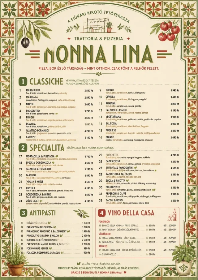 Rustic Trattoria pizza-menu menu template preview