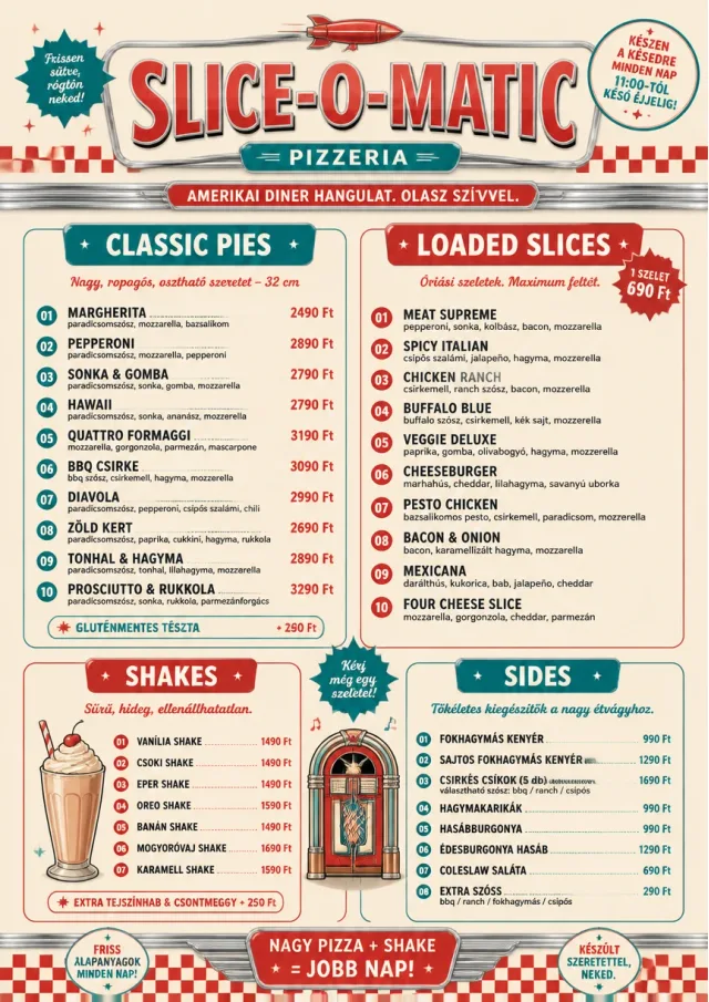 American Diner Retro pizza-menu menu template preview
