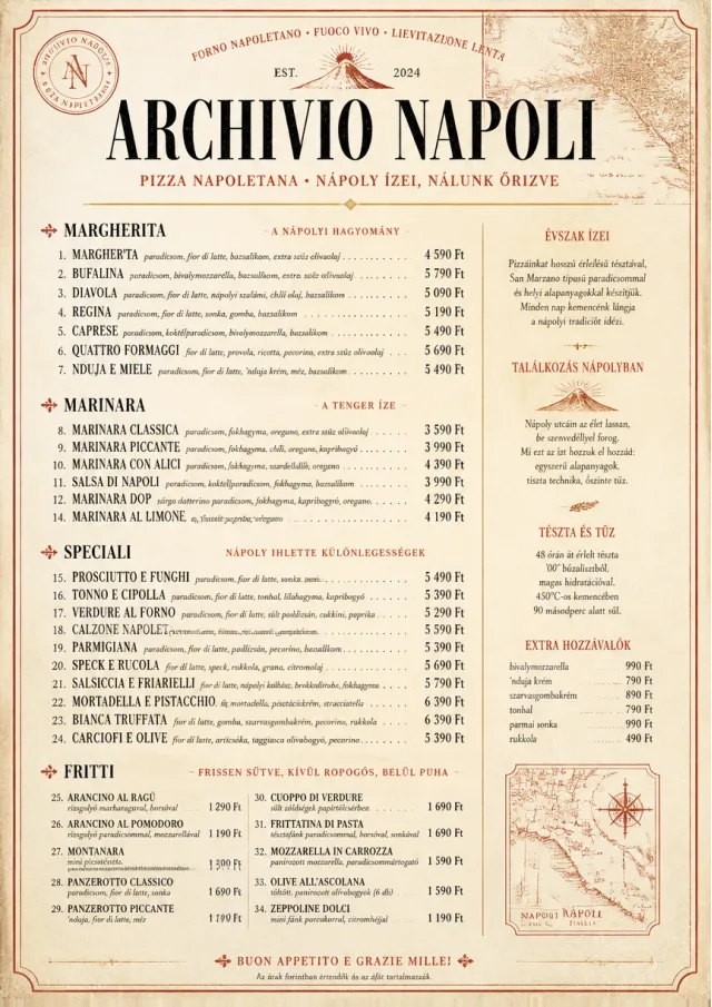 Neapolitan Archive pizza-menu menu template preview