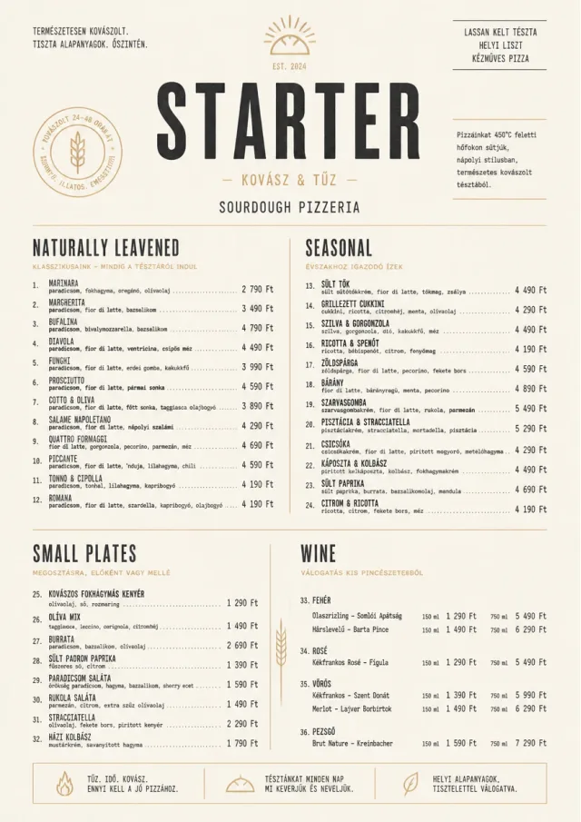 Sourdough Minimal pizza-menu menu template preview