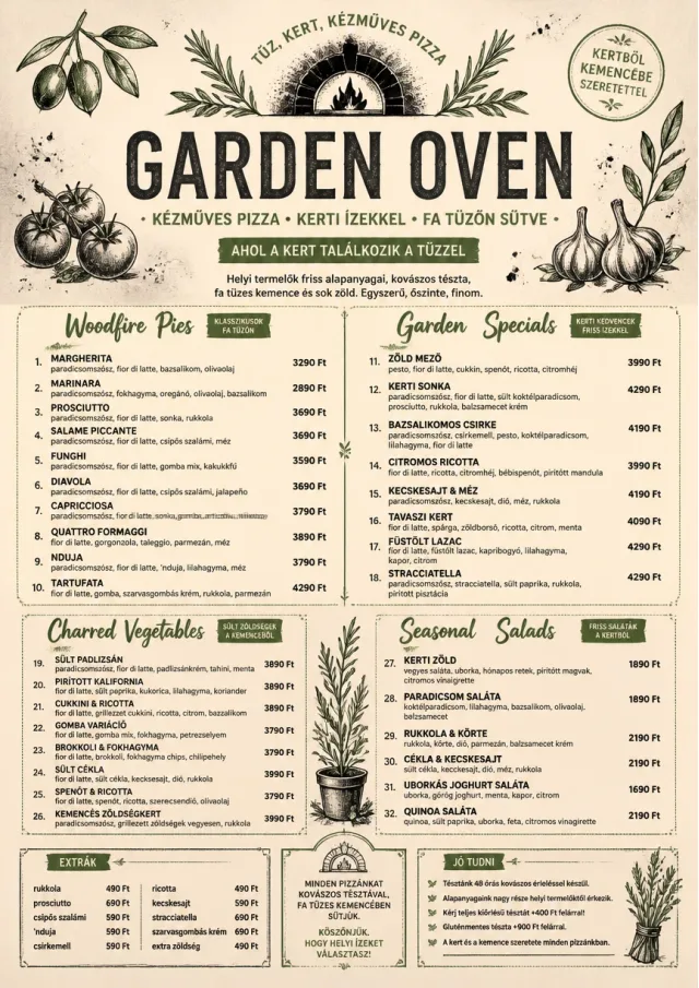 Woodfire Garden pizza-menu menu template preview