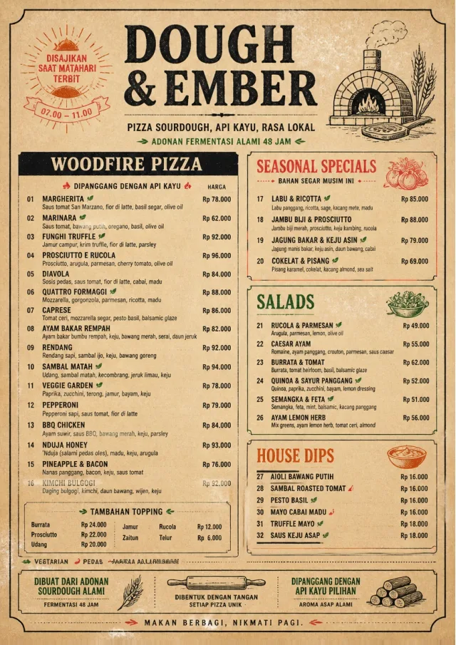 Craft Artisan pizza-menu menu template preview