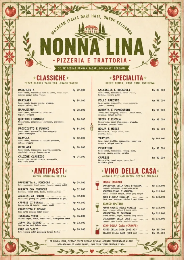 Rustic Trattoria pizza-menu menu template preview