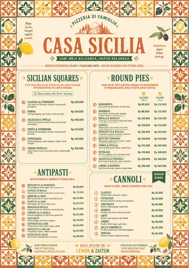 Sicilian Family Table pizza-menu menu template preview