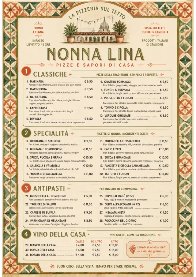 Rustic Trattoria pizza-menu menu template preview