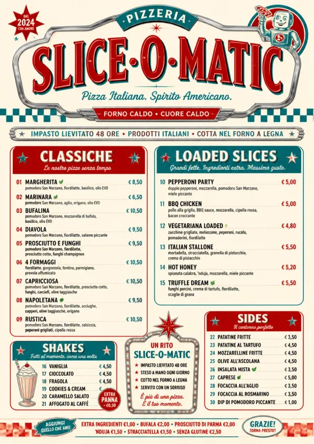 American Diner Retro pizza-menu menu template preview