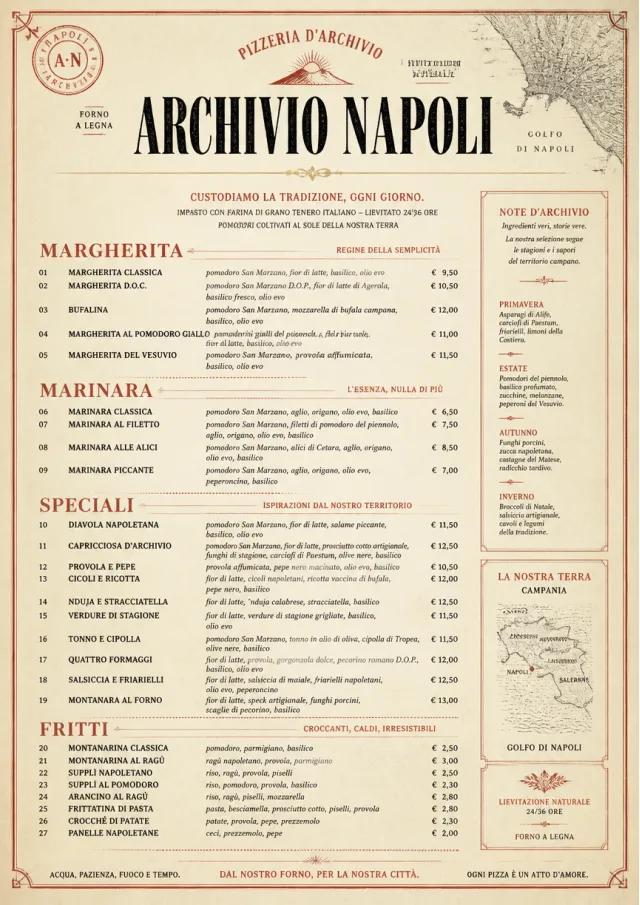Neapolitan Archive pizza-menu menu template preview