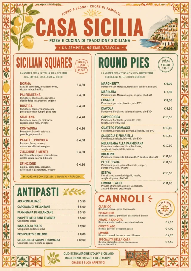 Sicilian Family Table pizza-menu menu template preview