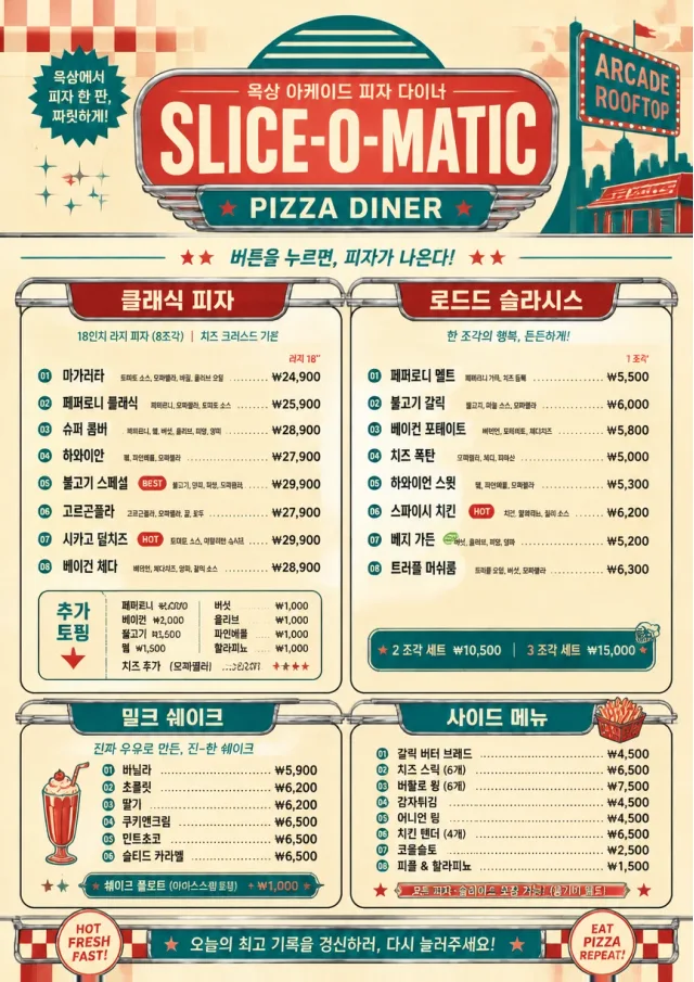 American Diner Retro pizza-menu menu template preview