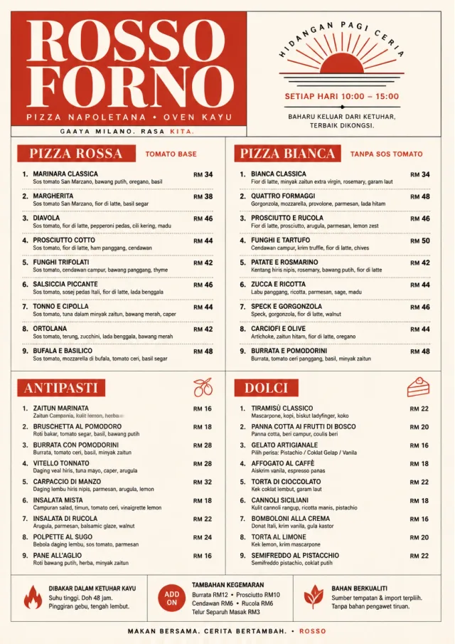 Milanese Modern pizza-menu menu template preview