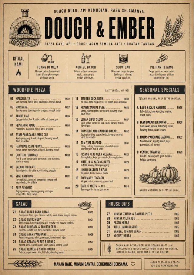 Craft Artisan pizza-menu menu template preview