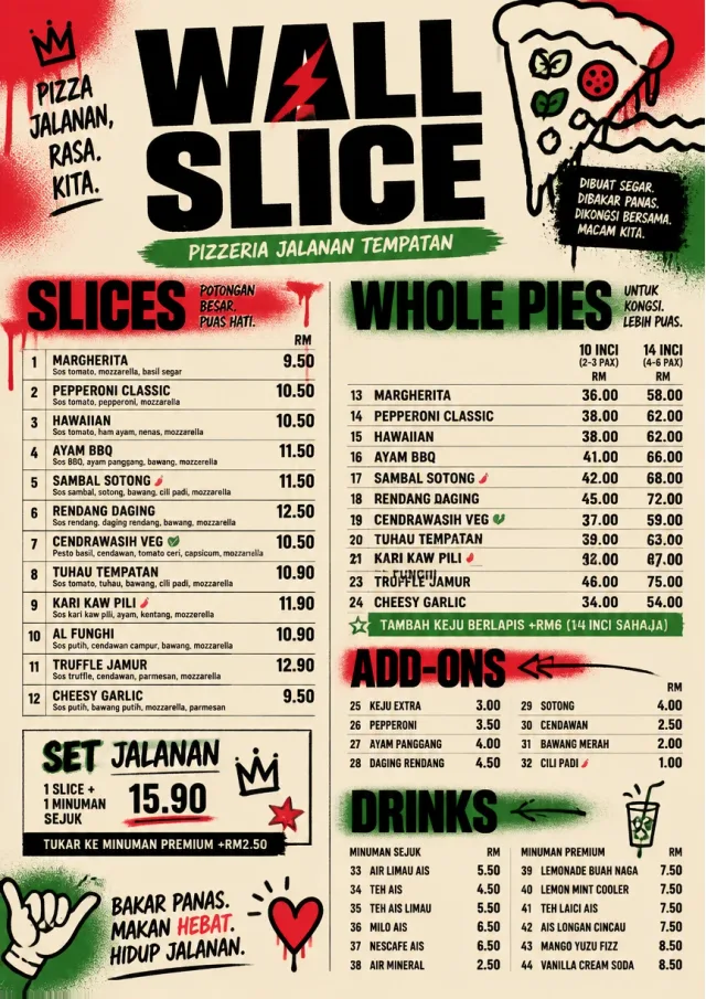 Street Art Bold pizza-menu menu template preview