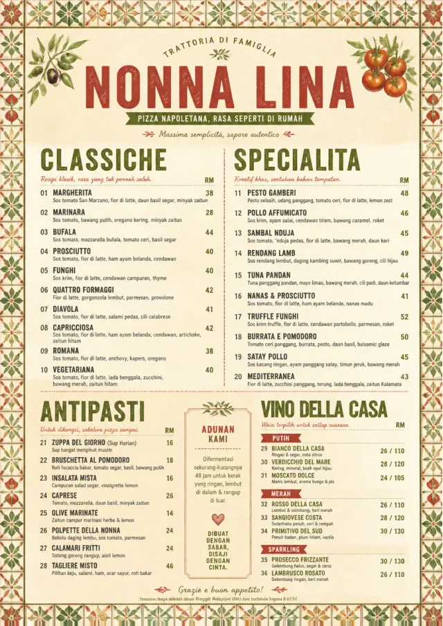 Rustic Trattoria pizza-menu menu template preview
