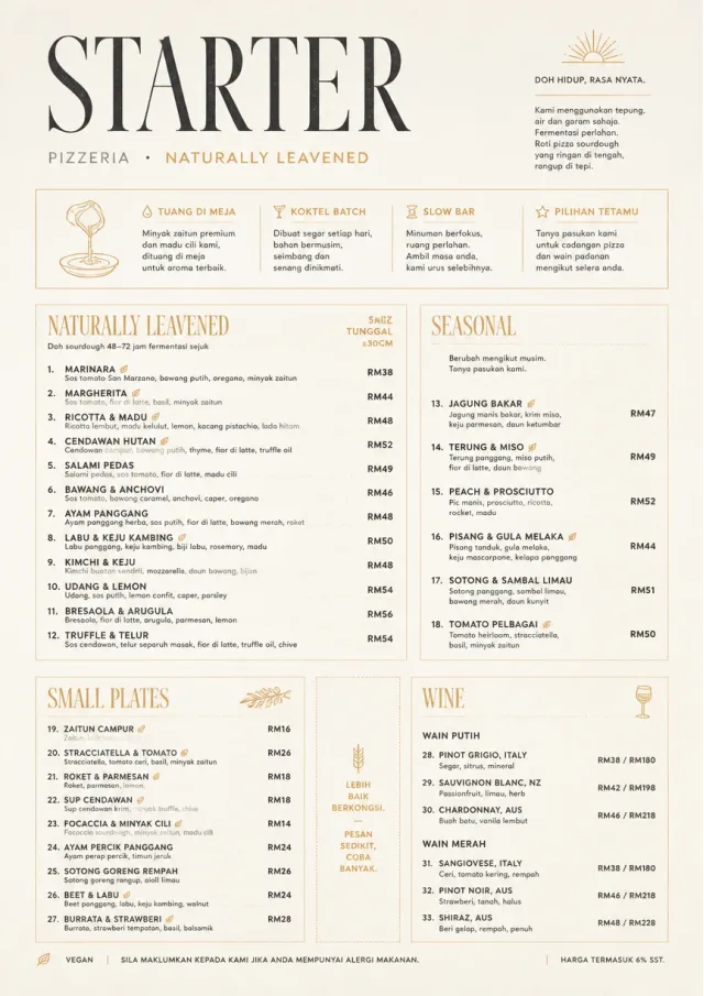 Sourdough Minimal pizza-menu menu template preview