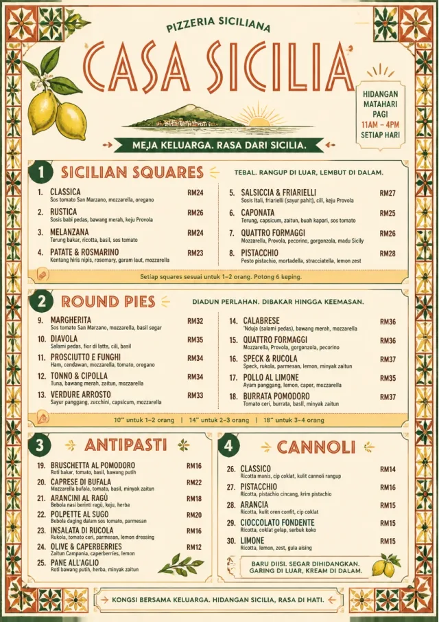 Sicilian Family Table pizza-menu menu template preview