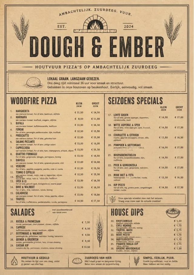 Craft Artisan pizza-menu menu template preview