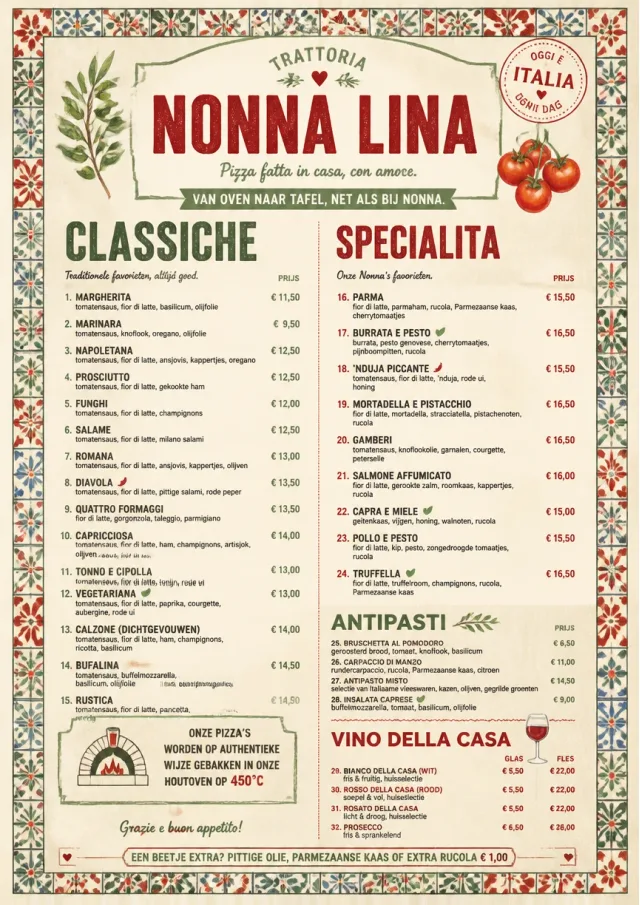 Rustic Trattoria pizza-menu menu template preview