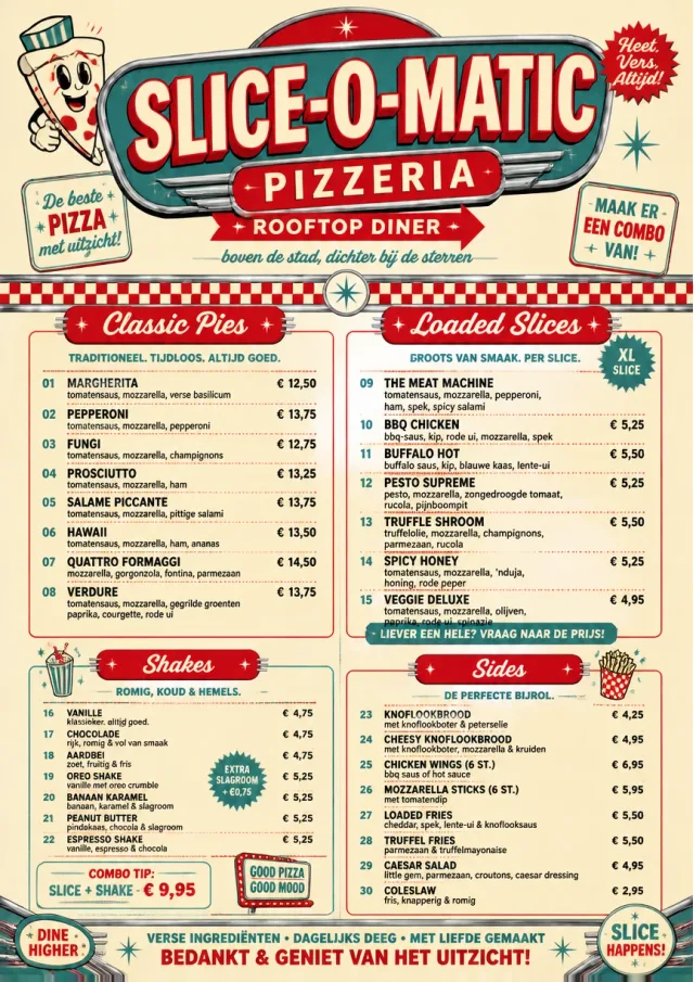 American Diner Retro pizza-menu menu template preview