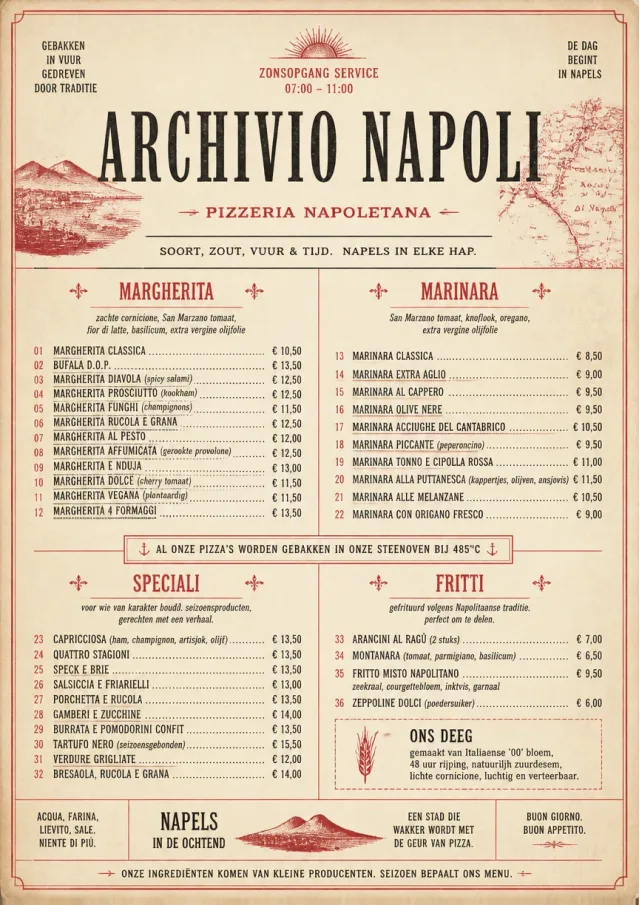 Neapolitan Archive pizza-menu menu template preview