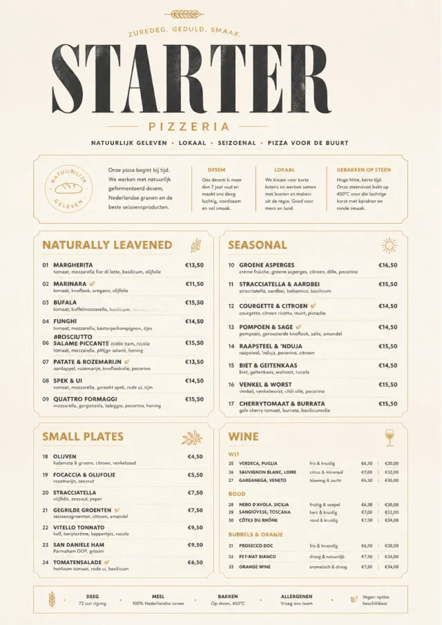 Sourdough Minimal pizza-menu menu template preview
