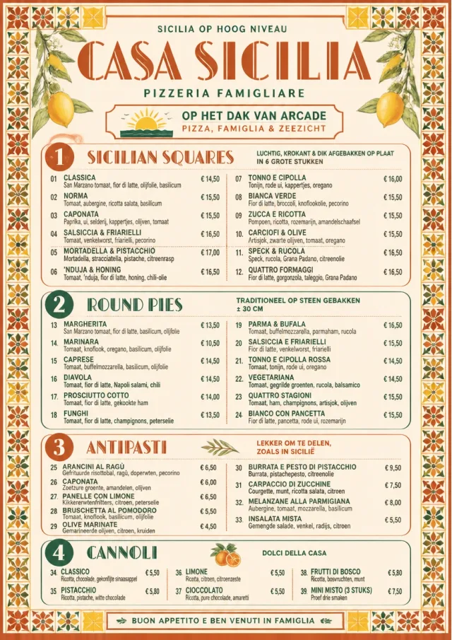 Sicilian Family Table pizza-menu menu template preview