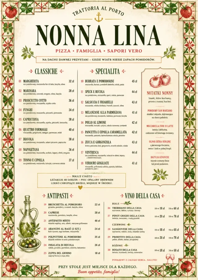 Rustic Trattoria pizza-menu menu template preview