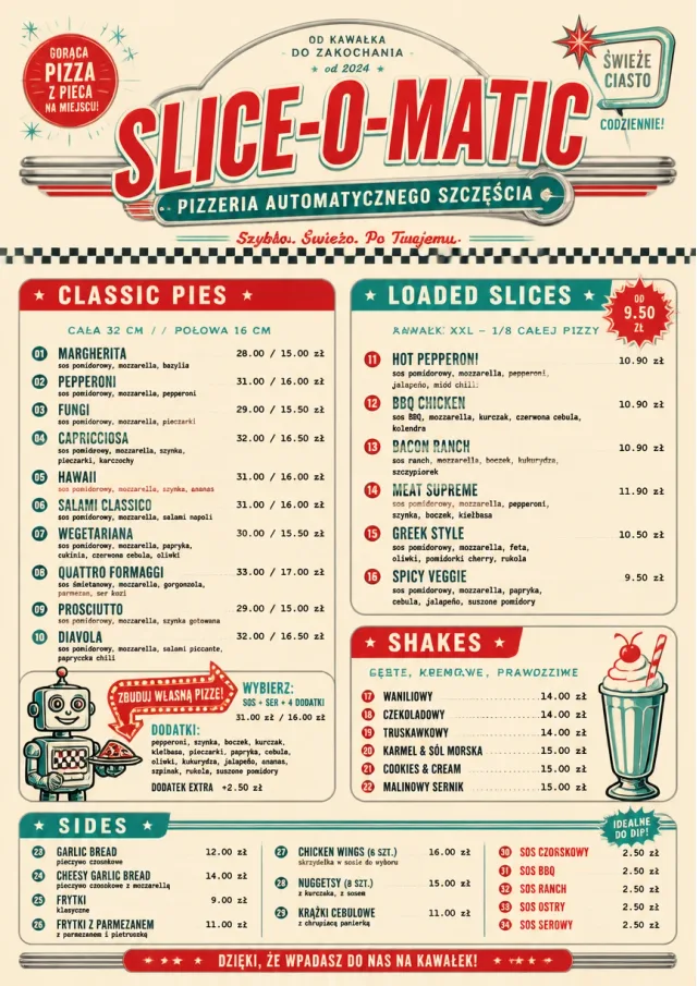 American Diner Retro pizza-menu menu template preview