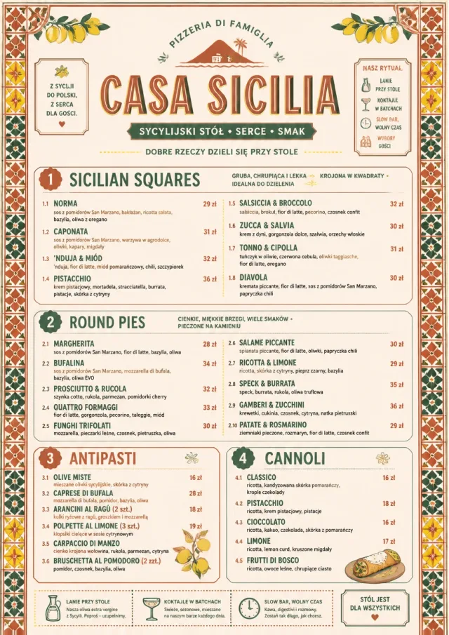 Sicilian Family Table pizza-menu menu template preview