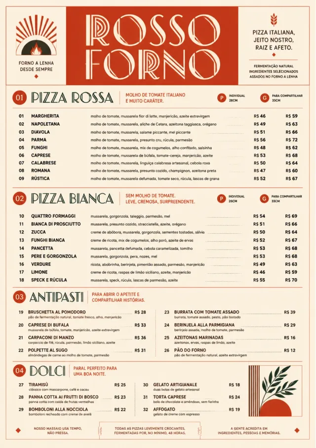 Milanese Modern pizza-menu menu template preview