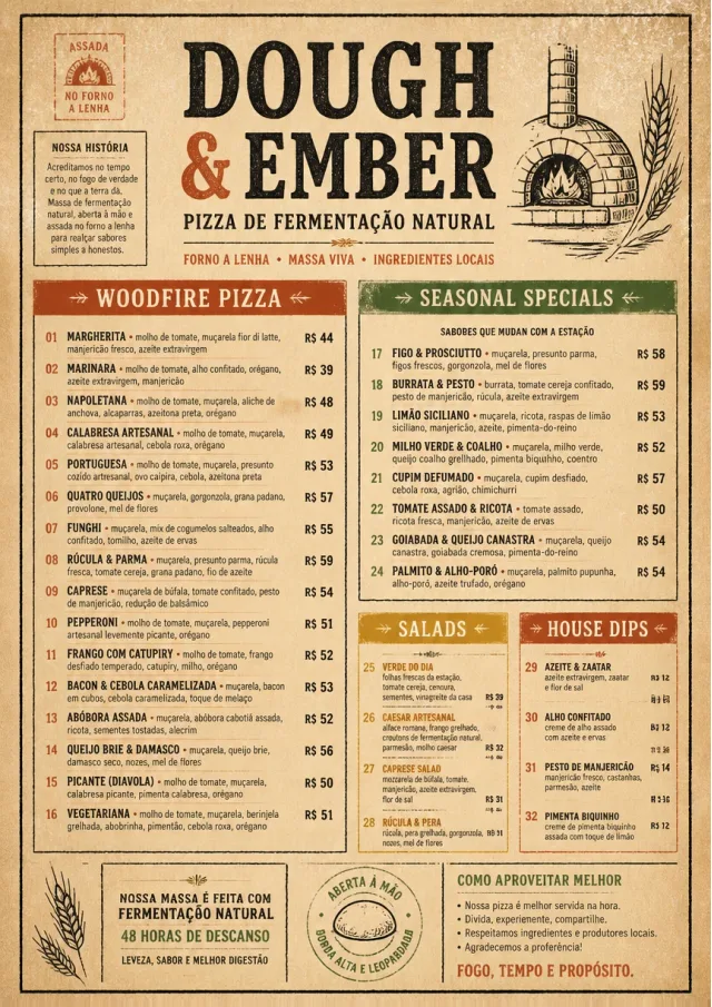 Craft Artisan pizza-menu menu template preview