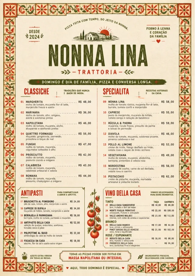 Rustic Trattoria pizza-menu menu template preview