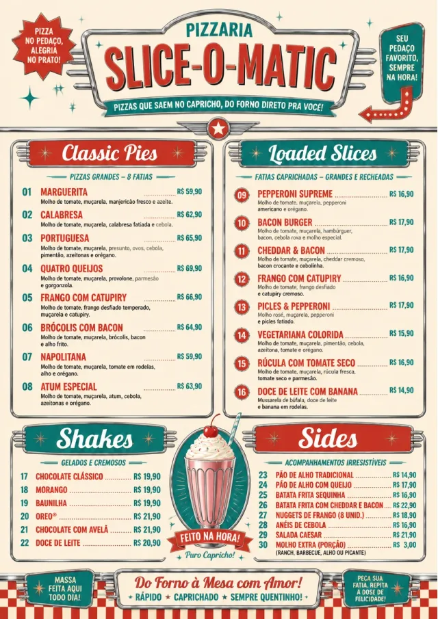 American Diner Retro pizza-menu menu template preview