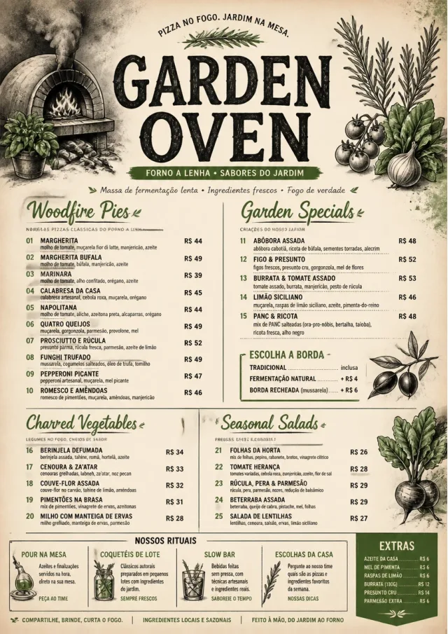 Woodfire Garden pizza-menu menu template preview