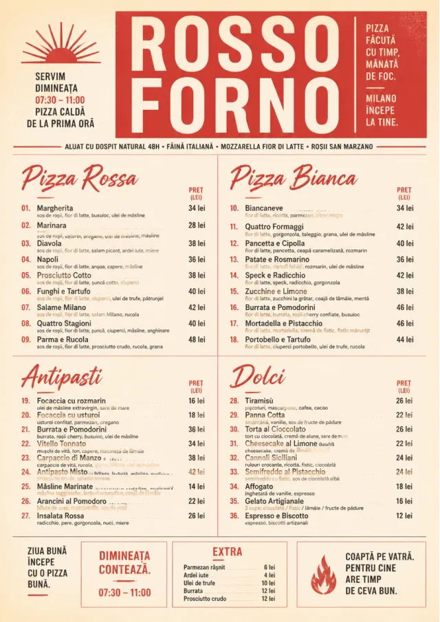 Milanese Modern pizza-menu menu template preview
