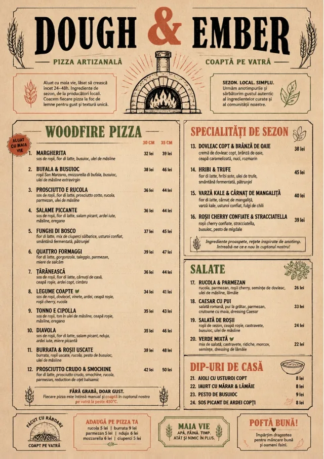 Craft Artisan pizza-menu menu template preview