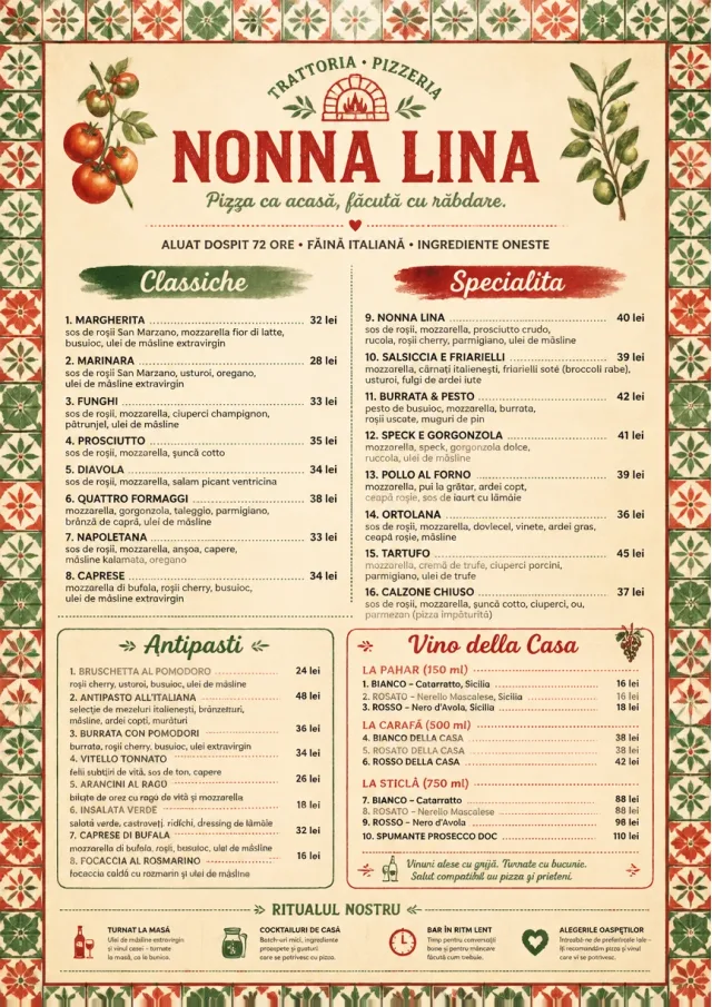 Rustic Trattoria pizza-menu menu template preview