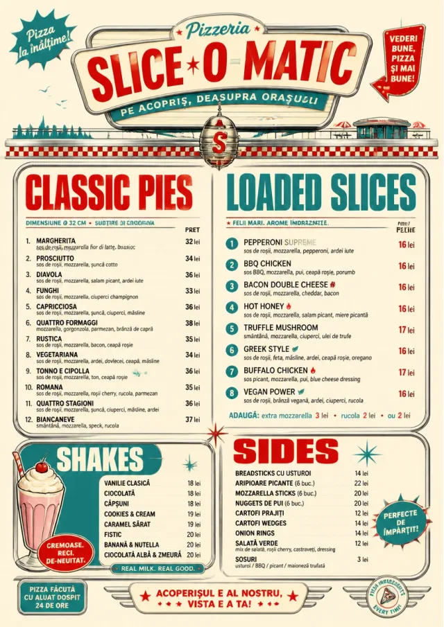 American Diner Retro pizza-menu menu template preview