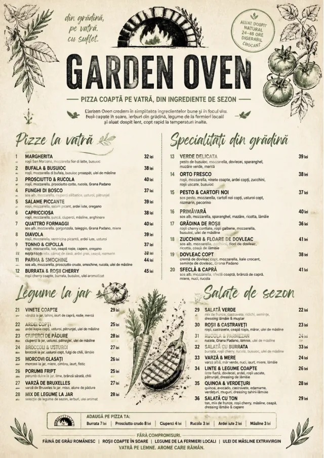 Woodfire Garden pizza-menu menu template preview