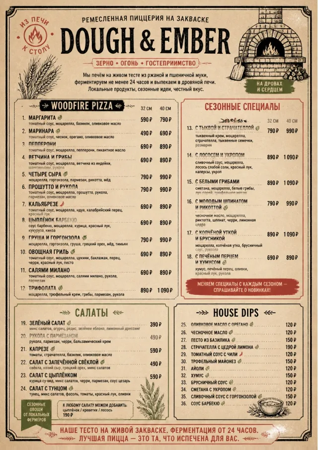 Craft Artisan pizza-menu menu template preview