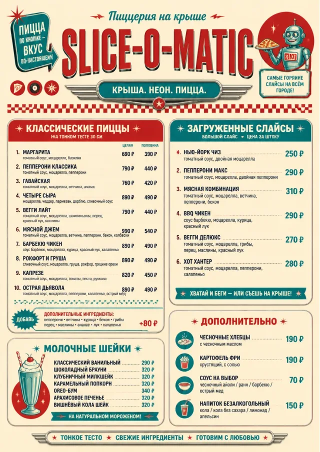 American Diner Retro pizza-menu menu template preview