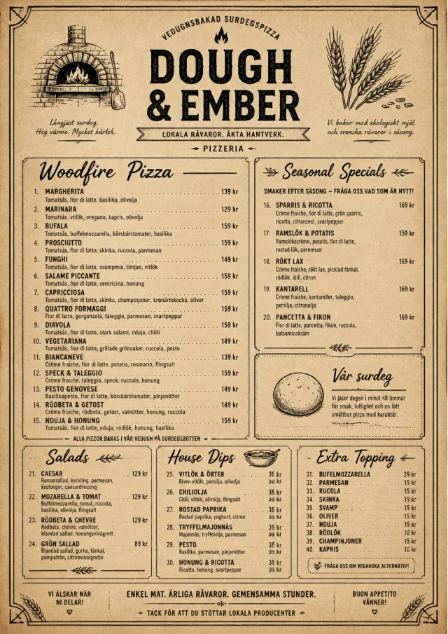 Craft Artisan pizza-menu menu template preview