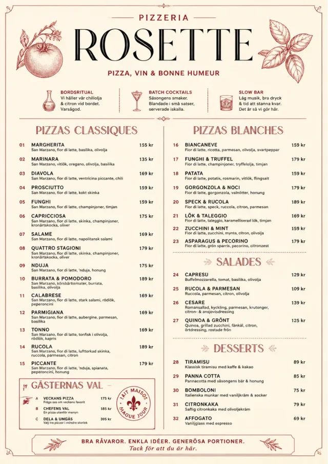 Parisian Bistro pizza-menu menu template preview
