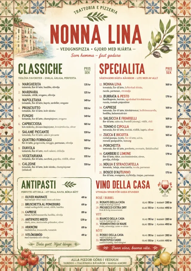 Rustic Trattoria pizza-menu menu template preview