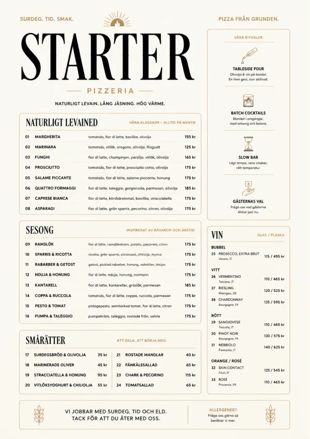 Sourdough Minimal pizza-menu menu template preview